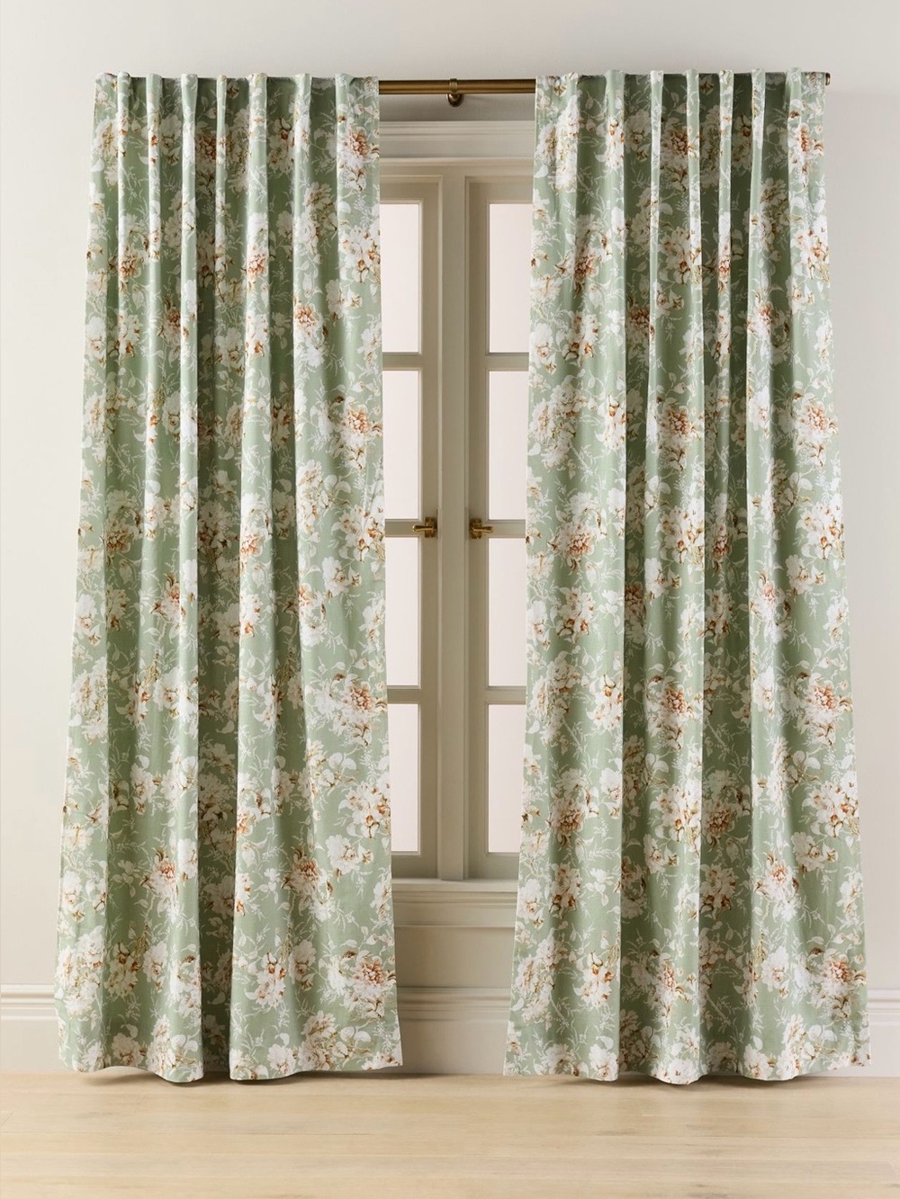 Anthropologie Frida Cotton Printed Floral Curtain 50x108